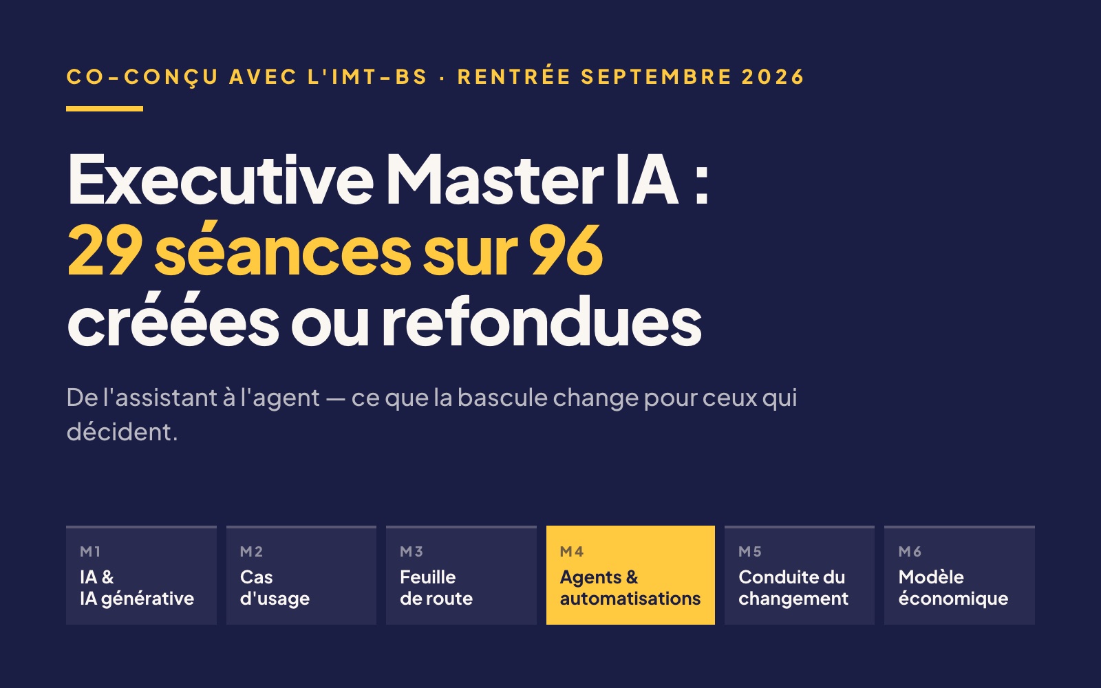 Executive Master IA : pourquoi nous avons refondu un tiers du programme pour la rentrée 2026
